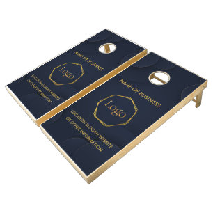 Blue Gold Luxury Modern Minimal Cornhole Set