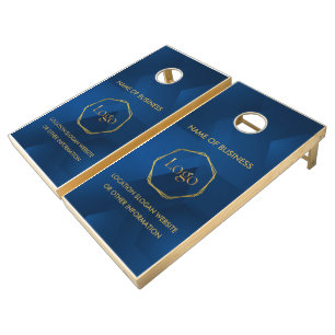 Blue Gold Luxury Modern Minimal Cornhole Set