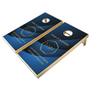 Blue Gold Luxury Modern Minimal Cornhole Set