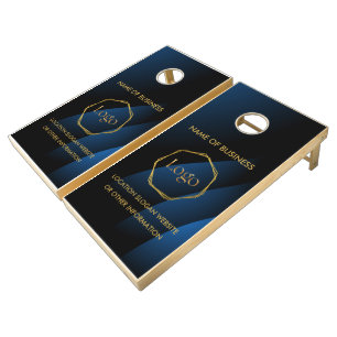 Blue Gold Luxury Modern Minimal Cornhole Set