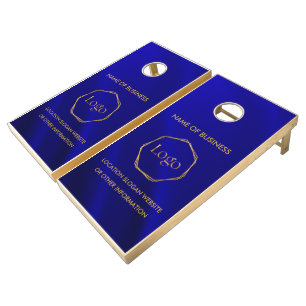 Blue Gold Luxury Modern Minimal Cornhole Set
