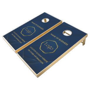 Blue Gold Luxury Modern Minimal Cornhole Set