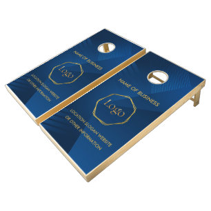 Blue Gold Luxury Modern Minimal Cornhole Set