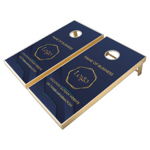 Blue Gold Luxury Modern Minimal Cornhole Set
