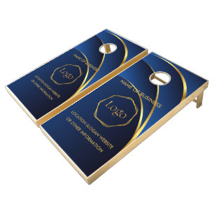 Blue Gold Luxury Modern Minimal Cornhole Set