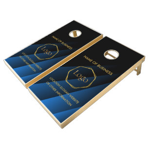 Blue Gold Luxury Modern Minimal Cornhole Set