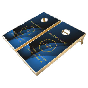 Blue Gold Luxury Modern Minimal Cornhole Set