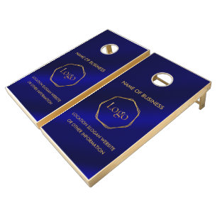 Blue Gold Luxury Modern Minimal Cornhole Set