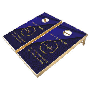 Blue Gold Luxury Modern Minimal Cornhole Set