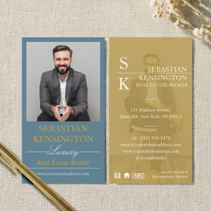 Blue Gold Luxury Real Estate Broker Professional Business Card