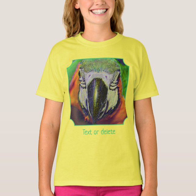 Blue Gold Macaw Face Parrot Art Personalized T-Shirt (Front)