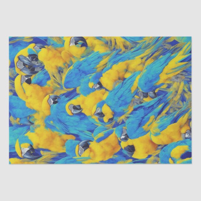 Blue & Gold Macaws Pattern Tissue Paper (Front)