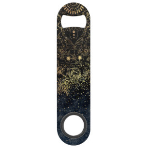 Blue Gold Mandala Floral Speed Bottle Opener