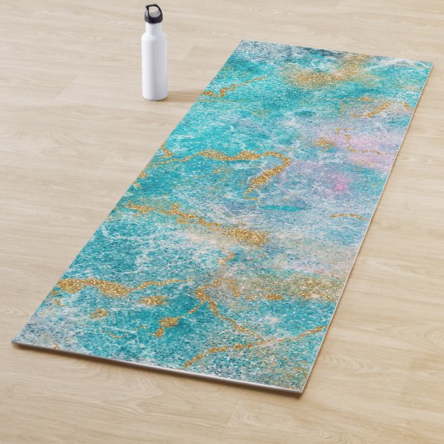 Blue Gold Marble Artwork  Yoga Mat (In Situ)