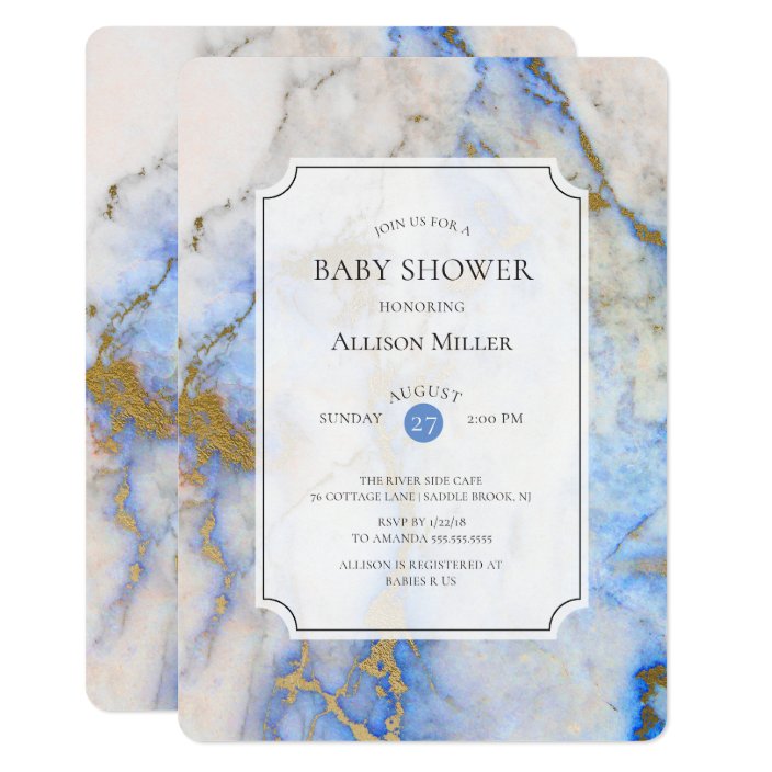 baby blue and gold baby shower invitations