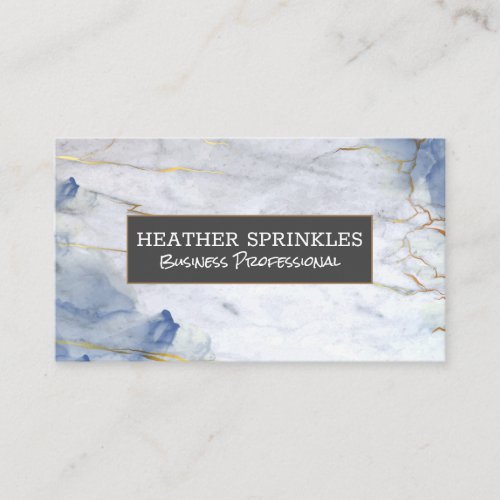 Blue Gold Marble Background Business Card