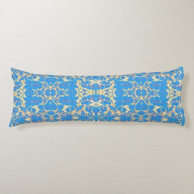 Blue + Gold Marble Body Pillow (Front)