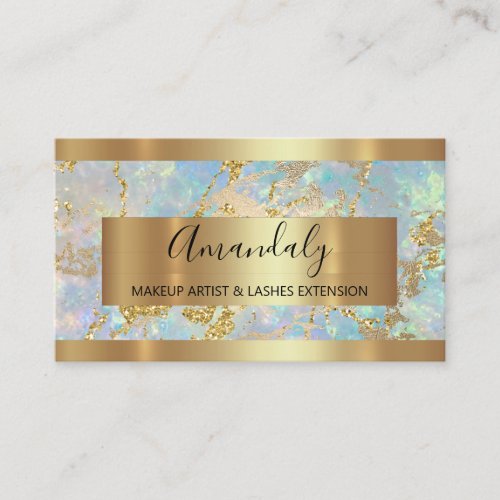 Blue Gold Marble Copper Frame Event  Business Card