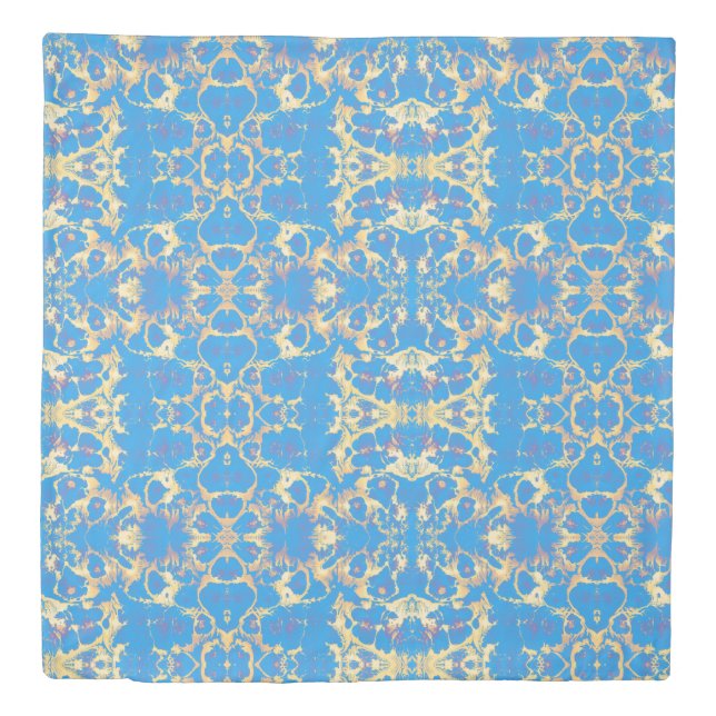 Blue + Gold Marble Duvet Cover (Front)