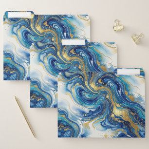 Blue Gold Marble Elegant Abstract Pattern File Folder