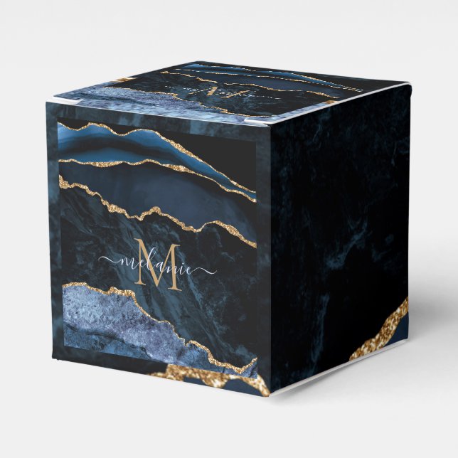  Blue Gold Marble Gift Boxes Custom Name Letter (Front Side)
