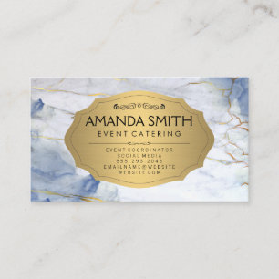 Blue Gold Marble Gold Metallic Classic Frame Business Card
