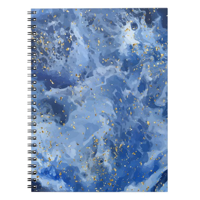 Blue Gold Marble: Luxury Texture. Notebook (Front)