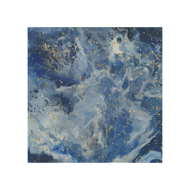 Blue Gold Marble: Luxury Texture. Wood Wall Art (Front)