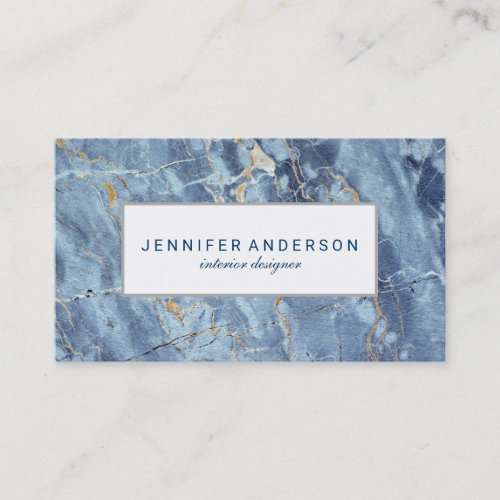 Blue Gold Marble Pattern Elegant Business Card