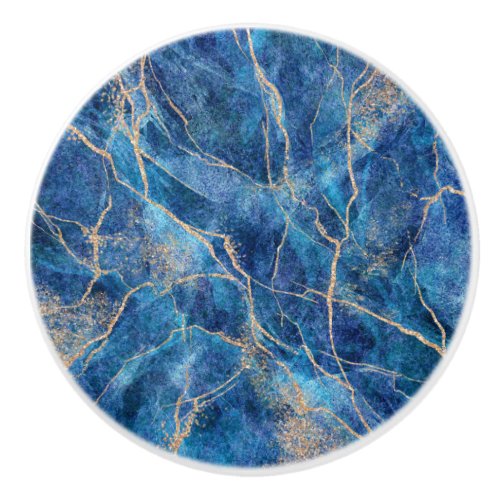 Blue Gold Marble Pretty Ceramic Knob