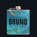 Blue & Gold Marble Stone Groomsman Gift Flask<br><div class="desc">Elegant modern image of blue and gold marble texture print with customizable text for groomsman gifts.</div>
