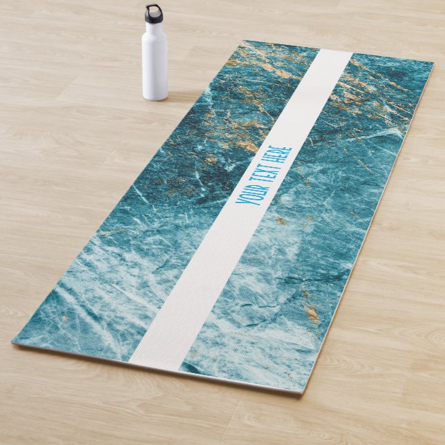 Blue Gold Marble Textured Yoga Mat (In Situ)
