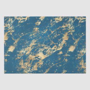 Blue Gold Marble Tissue Paper