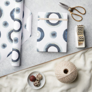 Blue gold marbled watercolor pattern wrapping paper