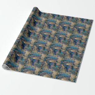 Blue-gold marbling: abstract background. wrapping paper