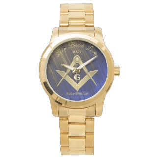 Blue & Gold Masonic Monogrammed Watch