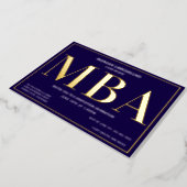 Blue Gold MBA Graduation Foil Invitation (Rotated)