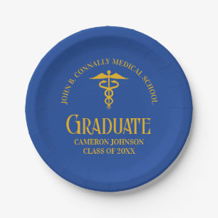 Blue Gold Medical School Graduation Party Paper Plates