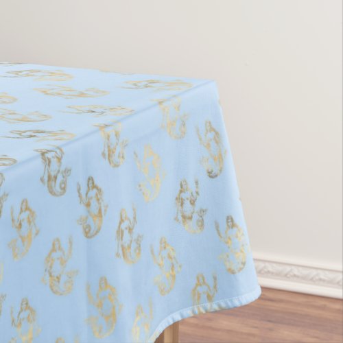 Blue Gold Mermaid Theme Baby Shower Birthday Decor Tablecloth