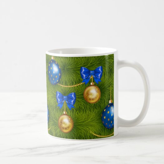 Blue Gold Merry Christmas Ornament Holiday