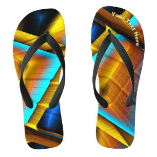 Blue-Gold Metallic Pattern 33 Flip Flops