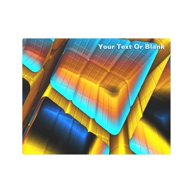 Blue-Gold Metallic Pattern 33 Metal Print (Front)