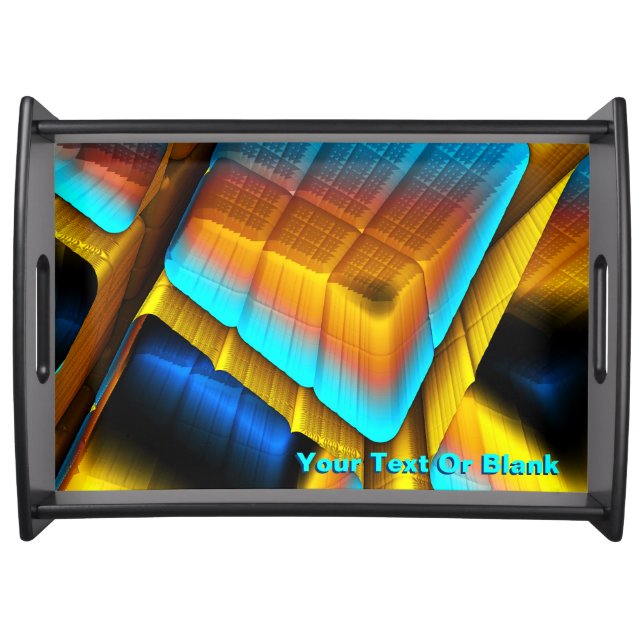 Blue-Gold Metallic Pattern 33 Serving Tray (Front)