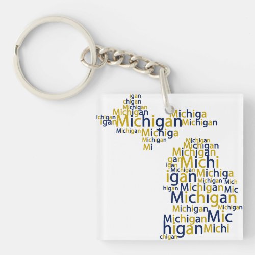 Blue  Gold Michigan Keychain