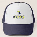Blue &amp; Gold Michigan Trucker Hat