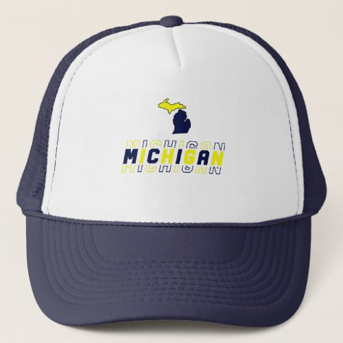Blue  Gold Michigan Trucker Hat