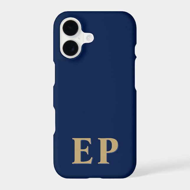 Blue & Gold | Minimal Modern Initial Monogram Iphone Case (Back)