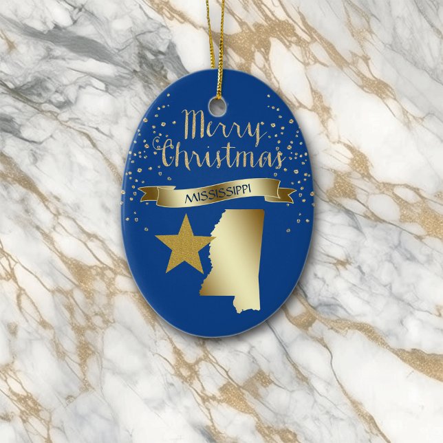 Blue Gold Mississippi Star Ceramic Ornament (Creator Uploaded)