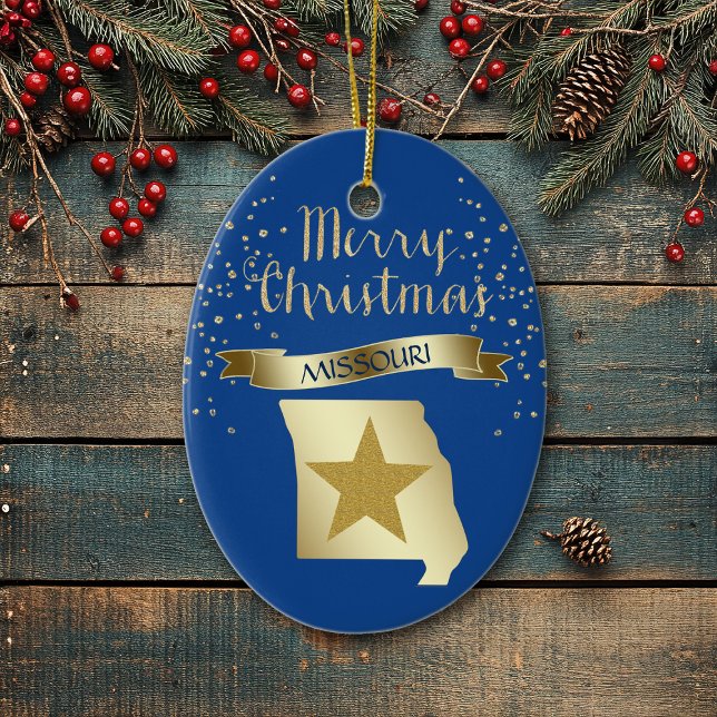Blue Gold Missouri Star Ceramic Ornament (Creator Uploaded)