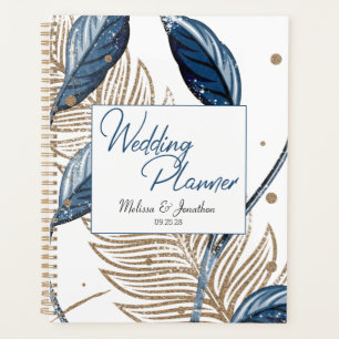 Blue Gold Modern Floral Elegant Wedding Planner